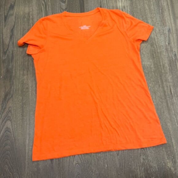 NWOT 2 Pack Womens Shirts V-Neckline Short Sleeve Pullover Orange Size L - Picture 4 of 5